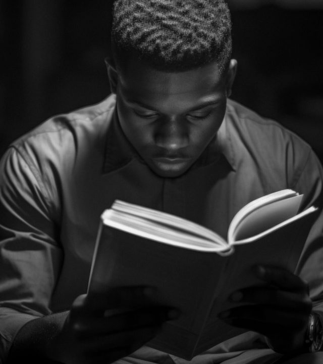 photography of african person reading, Cinematic photo, photography, with cinematic tones --ar 16:9 --style raw --v 5.2 Job ID: 7d490f14-ff97-4631-99f4-831a03cc636d